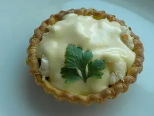 Croustade de langostinos con puerros