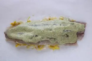 Papillotes de filetes de lubina con crema de cilantro : Foto de la etapa10