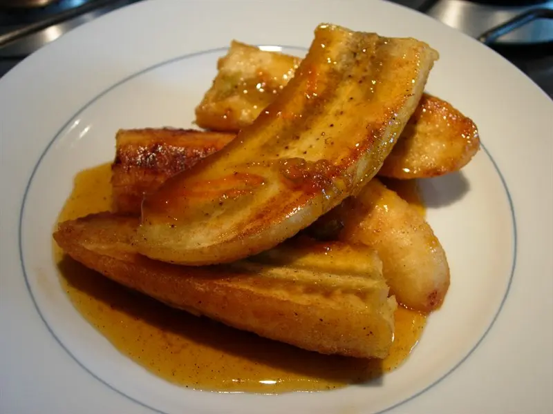 Plátanos flambeadas ligeras