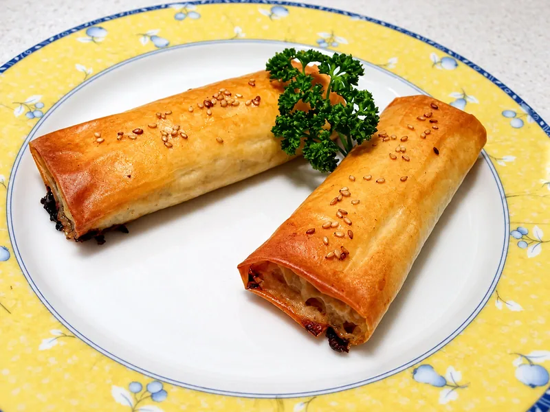 Rollitos crujientes de pollo y puerros