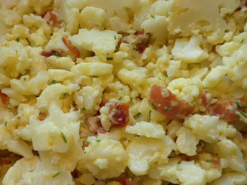 Coliflor en rodajas con 3 quesos