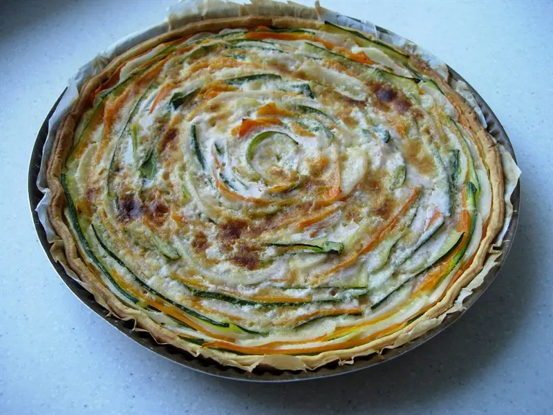 Tarta fina de verduras en rosacea