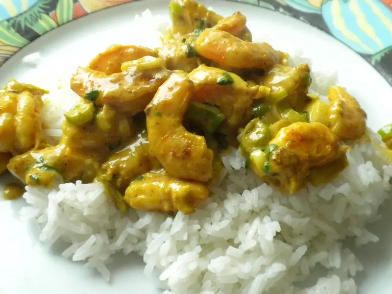 Curry de camarones express