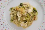 Filete de pescado con puerros y crema de mostaza