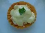 Croustade de langostinos con sabayón