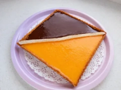 Tarta bicolor de chocolate y naranja