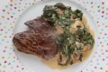 Ternera y remolacha con setas