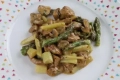 Lonchas de ternera con champiñones y espárragos verdes